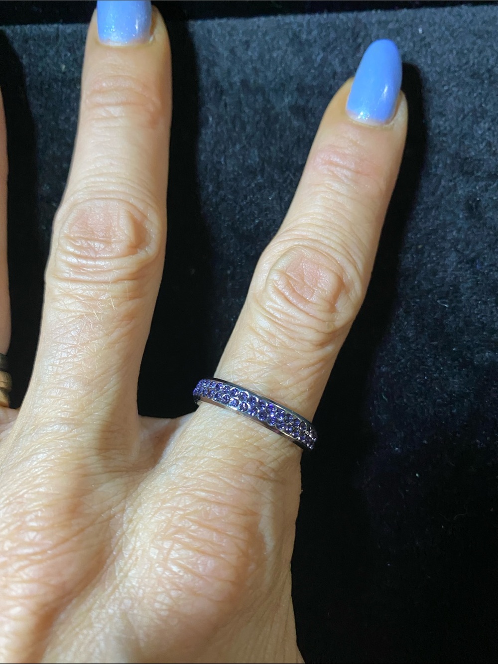 Fifth Ave Swarovski Crystal Lilac Purple Eternity Band Gift Stainless